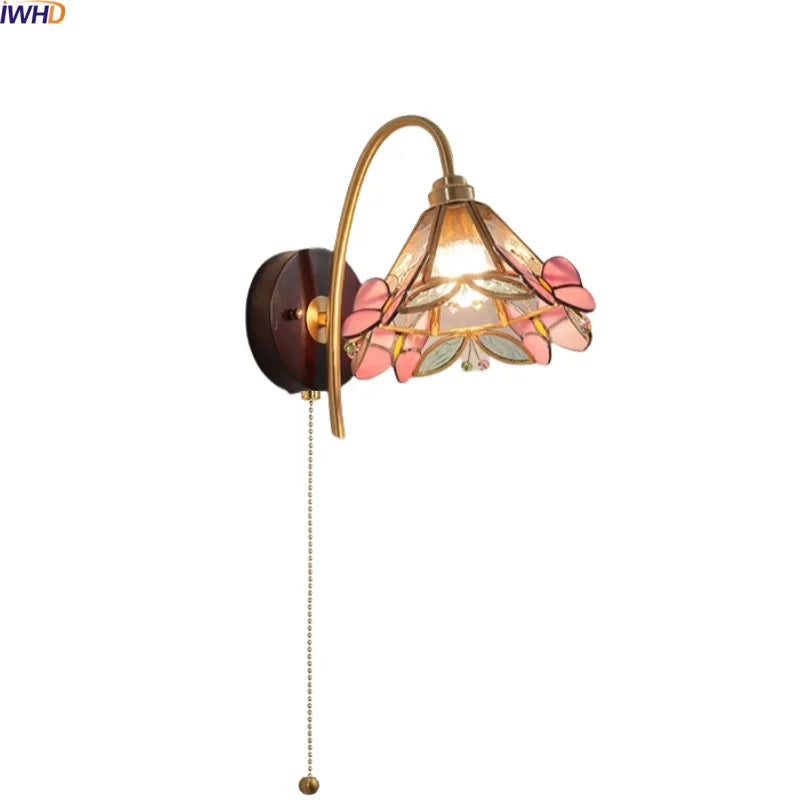 Axyaa Nordic LED Wall Lamp Clear Glass Wood Interior Decor Fixture