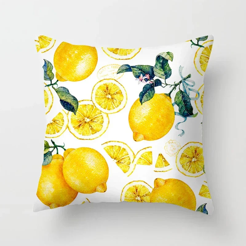 Lemon Pattern Summer Cushion Cover Throw Pillow for Sofa Decoration by Axyaa