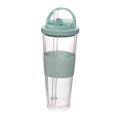 Axyaa Double-Layer Plastic Cup with Straw | Large Capacity | Leak-Proof | Student Friendly