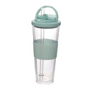 Axyaa Double-Layer Plastic Cup with Straw | Large Capacity | Leak-Proof | Student Friendly