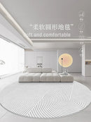Axyaa Modern Art Minimalist Round Rug for Living Room Decor and Bedroom Carpet