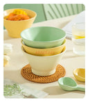 Axyaa Ceramic Horn Bowl Set - High Foot, High Aesthetic, Anti-Scalding Hat Bowl