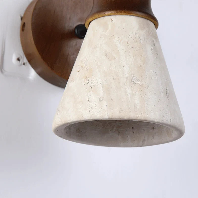Axyaa Classical Yellow Travertine Wall Lamp Bedroom Sconce LED Lighting