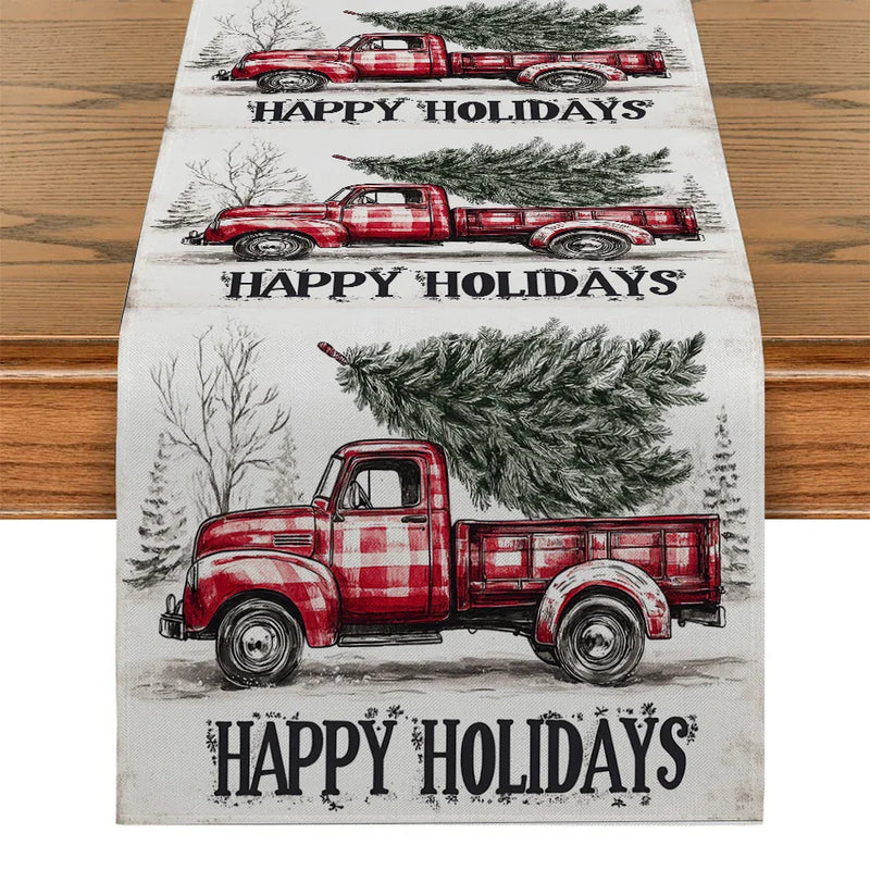 Christmas Tree Snowflakes Table Runner by Axyaa: Farmhouse Wedding Party Decoration