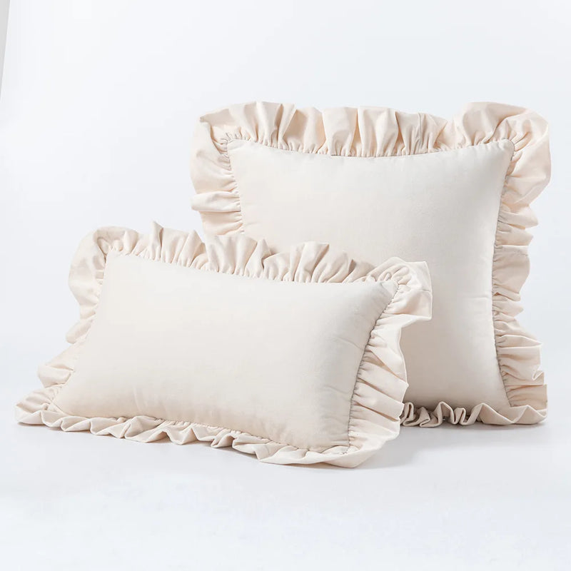Axyaa Velvet Ruffle Cushion Cover for Home Decor 30x50/45/50cm