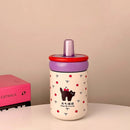 Axyaa 500ml Stainless Steel Cat Coffee Tumbler Thermos with Straw and Handle