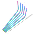 Axyaa Metal Drinking Straws Set - Eco-friendly Stainless Steel, 6pcs Bent Reusable Straw Kit