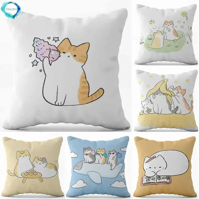 Cute Cat Pillowcase by Axyaa: Modern Design Home Decor Cushion Cover for Sofa
