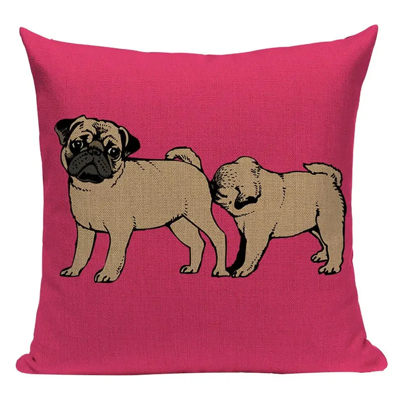 Axyaa Love Pug Dog Cushion Cover Sleep Dog Throw Pillow Case