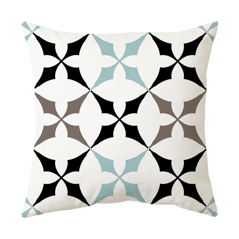Axyaa Geometric Pattern Blue & White Pillow Case Home Decor Case