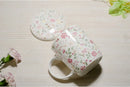Axyaa Floral Bone  Coffee Cup with Lid - Original Breakfast Ceramic Mug