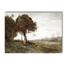French Country Spring Landscape Canvas Painting Wall Art by Axyaa - Farmhouse Home Decor