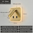 Axyaa Multifunctional LED Wall Sconce with USB Ports & Switch