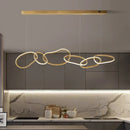 Axyaa Rose Gold LED Chandeliers Circle Rings Hanging Lights Fixtures