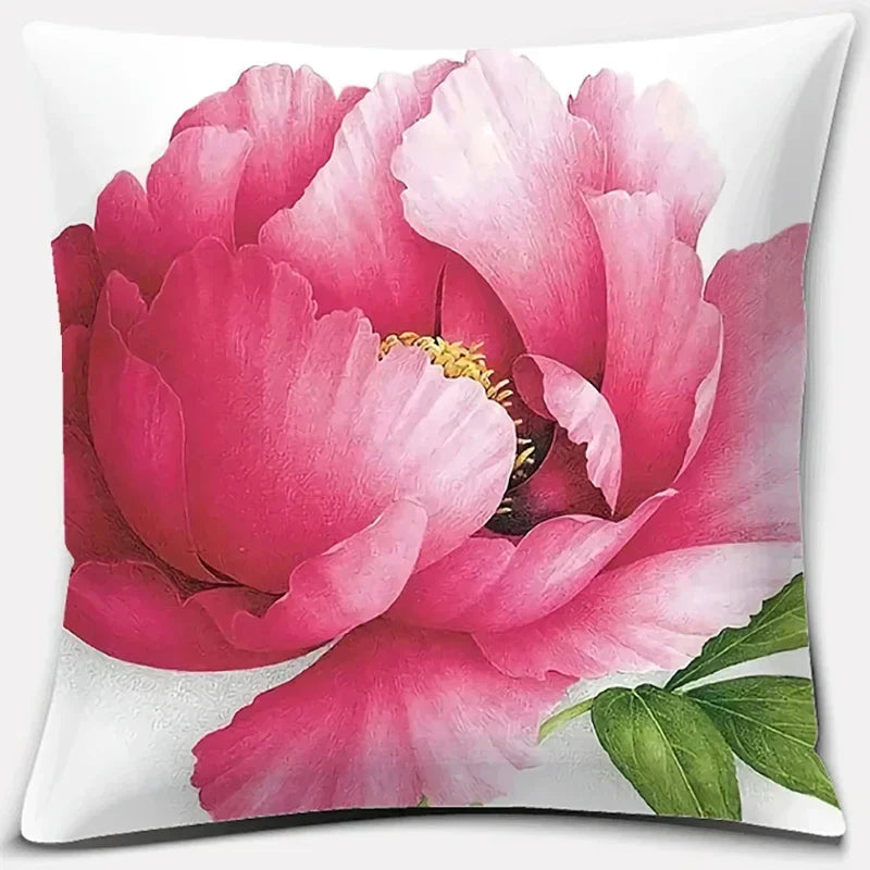 Pink Flower Pattern Cushion Cover by Axyaa - 45x45cm Decorative Pillowcase