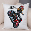 Axyaa Extreme Sports Motorcycle Pattern Cushion - Cartoon Design for Home & Car