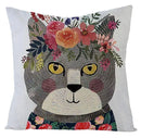 Axyaa Kawaii Flower Linen Pillow Case 45x45 cm Cute Animal Cushion Cover