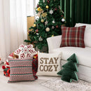 Axyaa Christmas New Year Plaid Cotton Pillowcase Set
