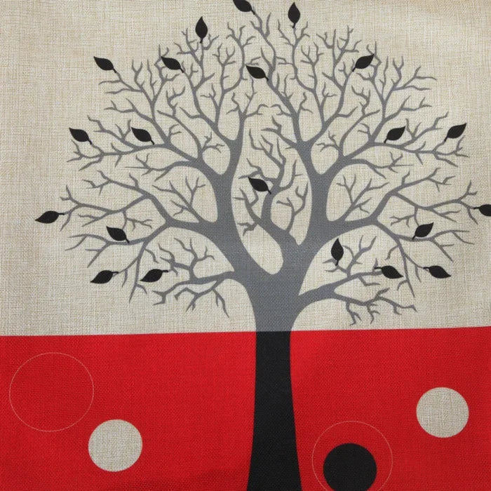 Axyaa Black Red Tree Cotton Linen Throw Pillow Cover Decor Home Sofa Bed Decorative