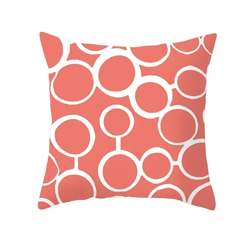 Axyaa Starfish Stripe Print Cushion Cover | Pink Coral Orange Home Decor Pillow Cover