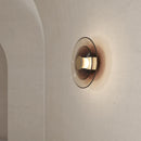 Axyaa LED Gray Amber Glass Wall Lamp Modern Round Sconce for Bedroom Aisle