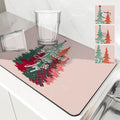 Axyaa Christmas Tree Kitchen Mat: Antiskid & Absorbent Draining Pad for Dishes & Tableware