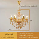Axyaa Luxury Crystal Chandelier for Living & Dining Room - Elegant Golden Villa Candles Hanging Light