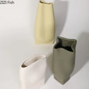 Axyaa Ceramic Vase Art Flowers Utensils Desktop Ornament Dried Flower Vases Decor