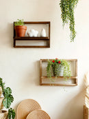 Axyaa Rustic Wood Floating Wall Shelves for Decorative Storage Display