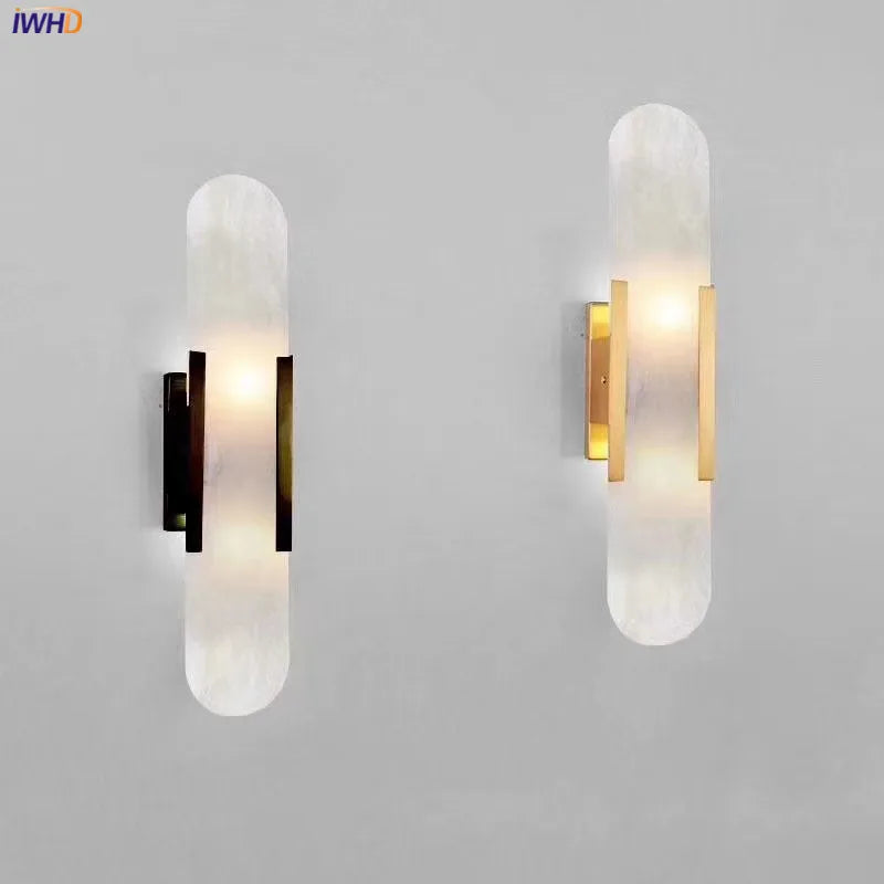 Axyaa Nordic LED Wall Sconce with Marble Lampshade - Modern Indoor Stair Lighting