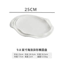 Axyaa White Ceramic Exquisite Special-shaped Shallow Dish for Home and Hospitality