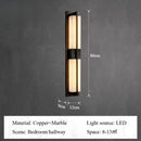 Axyaa All Copper Marble Wall Lamp for Living Room, Bedroom, and Aisle, New Chinese Style Luxurious Lighting