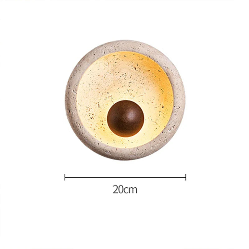 Axyaa Circular Peach Wood Stone LED Wall Lights