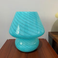 Large Glass Mushroom Lamp with Tricolored LED Bulb - Axyaa Nightstand Light
