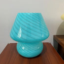 Large Glass Mushroom Lamp with Tricolored LED Bulb - Axyaa Nightstand Light