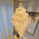 Axyaa Crystal Chandelier: Modern Luxury Stair & Living Room Lighting