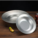 Axyaa Stainless Steel Large Pasta Plate Shallow Dish Salad Bowl Vintage Kitchen Tableware