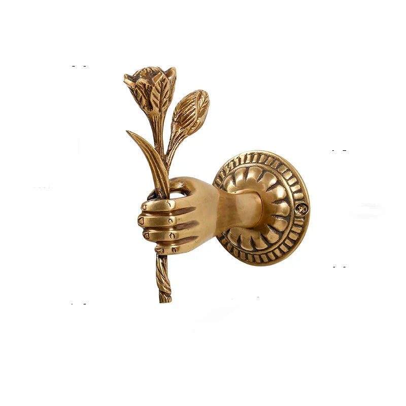 Axya Orichalcum Gold Curtain Hook Rose Hands Metal Hook Vintage Wall Hangings Key Hanger