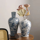 Axyaa Blue & White Porcelain Vase Ornaments for Entryway, Living Room, Study