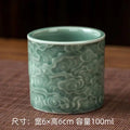 Axyaa Lotus Celadon Tea Cups: Large Ceramic Master Single Cup, Simple & Elegant Cloud Pattern