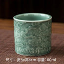 Axyaa Lotus Celadon Tea Cups: Large Ceramic Master Single Cup, Simple & Elegant Cloud Pattern