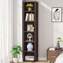 Axyaa Tall Rustic Corner Bookcase with 6 Tier Cube Shelves for Home Office