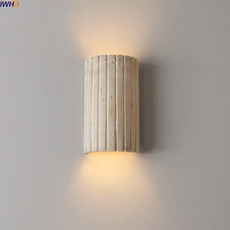 Axyaa Wabi Sabi LED Wall Sconce Yellow Travertine Stone Bedroom Lamp