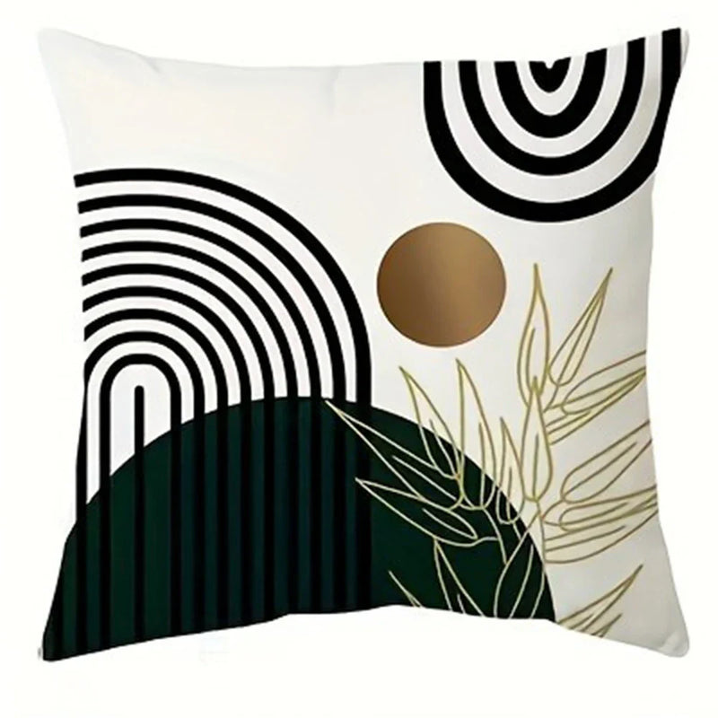 Axyaa Line Leaf Print Pillowcase for Bohemian Home Decoration