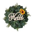 Eucalyptus Wreath with Hello Sign by Axyaa - Seasonal Front Door Decor