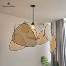 Axyaa Petals Chandelier: Wicker Hanging Flower Lamp, Japan Style Pendant Lights