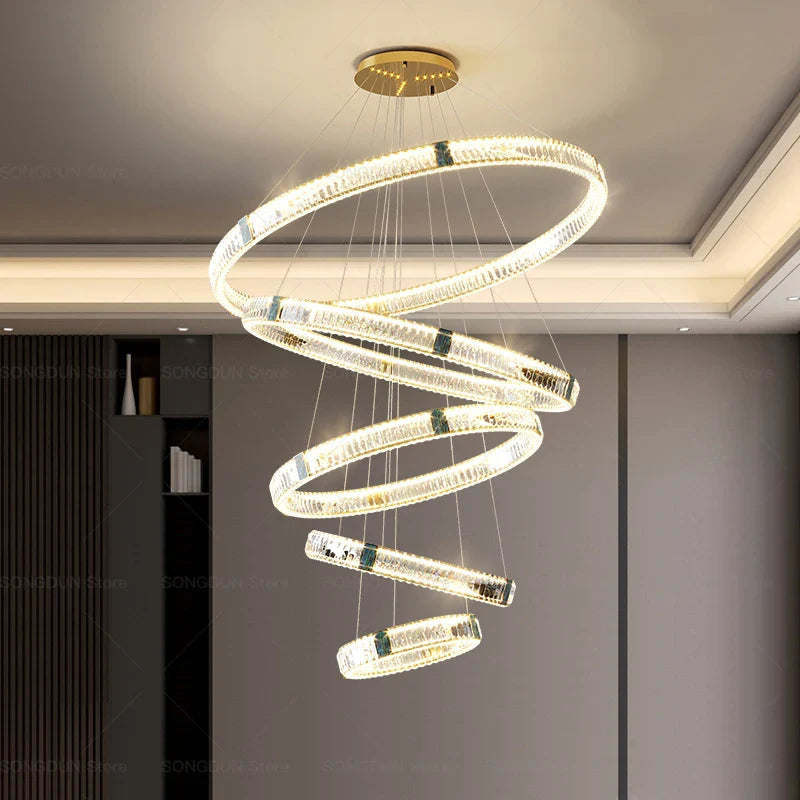 Axyaa Crystal Chandelier: Post-Modern Villa Livingroom Light for Elegant Ambiance