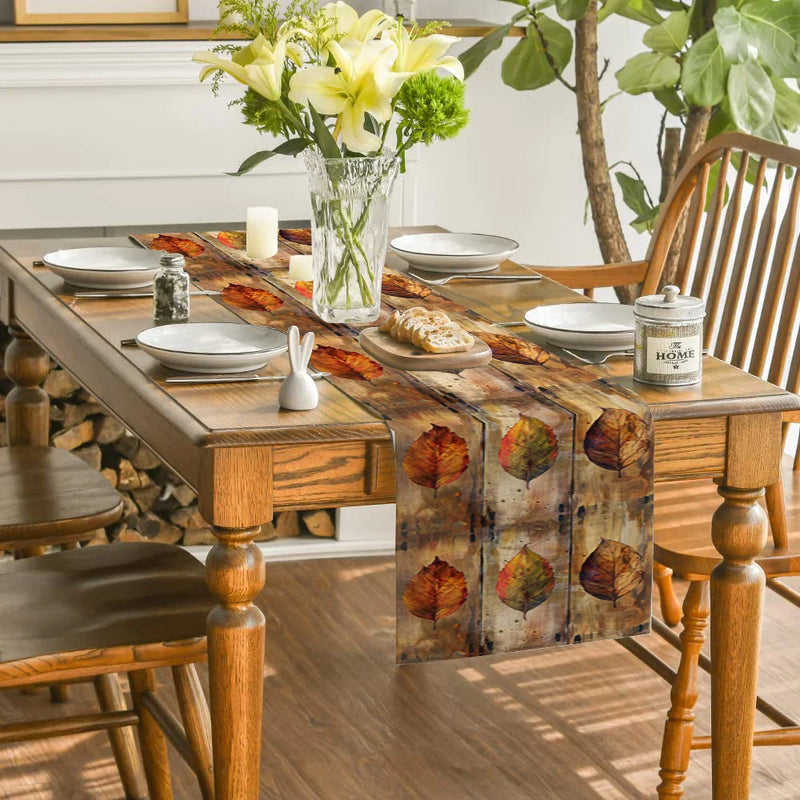 Axyaa Maple Wood Table Runner for Farmhouse Dining Decor