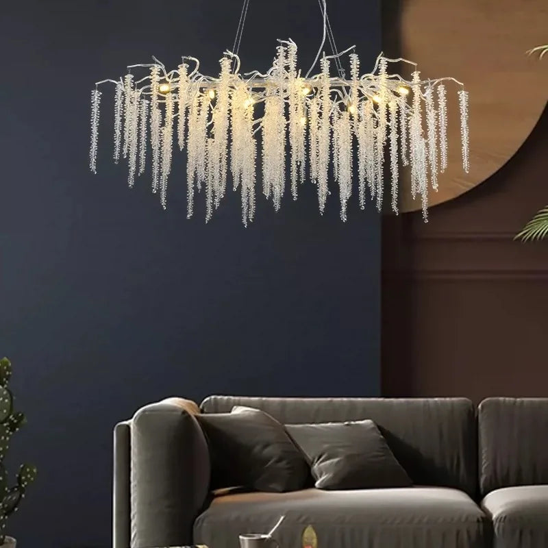 Axyaa French Style Romantic Tassel Crystal Chandelier for Living and Dining Room