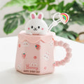 Axyaa Cartoon Ceramic Mug with Lid, Spoon - Creative 400ML Coffee Tea Cup